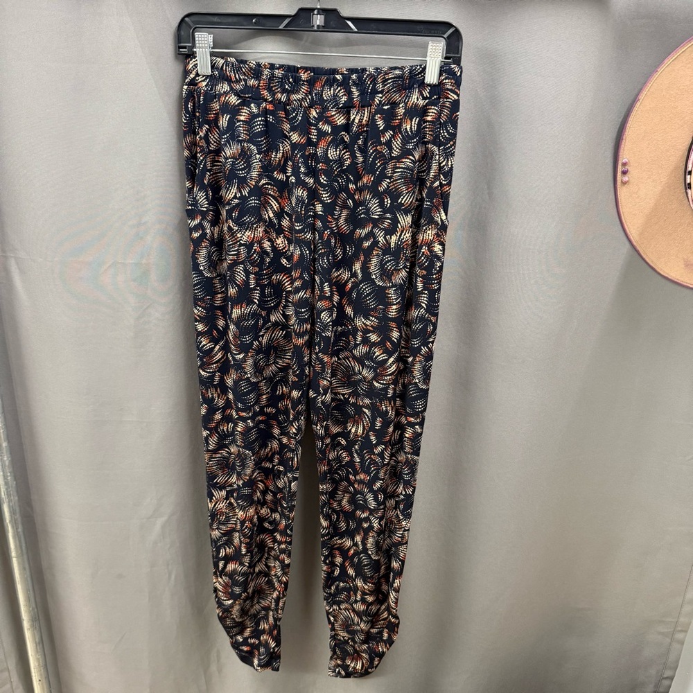 Veronica M Size X-Small Navy and Tan Patterned Joggers